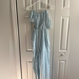 Free people strapless light blue jump suit